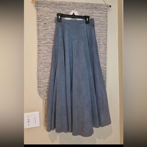Elegant Vintage Suede Blue Women's Skirt